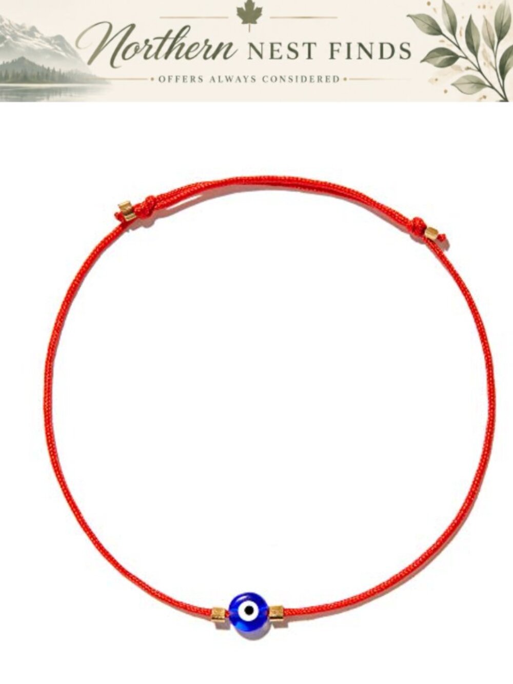 Gold Plated Evil Eye Bracelet Adjustable Red String Kabbalah Protection